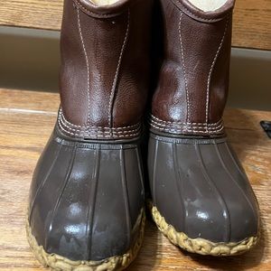 LL Bean Mens Leather Slip On Pull Tab Ankle Duck Boots Size 11 M